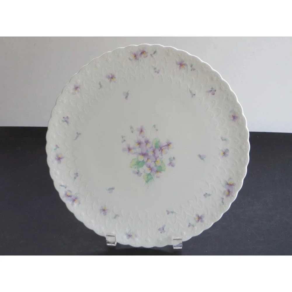 Mikasa Blue Violets Cake Plate W/ Serving Spatula Bone China Platter 11.5